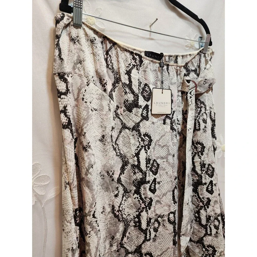 Laundry Womens White XL Slit Maxi Skirt Snake Skin Animal Print Exotic Baddie - Picture 2 of 16